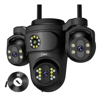 Foto 1 | Foto 1 | Cámara De Seguridad Wifi Exterior 360° Lab.g Tres Lentes Alarma Negro