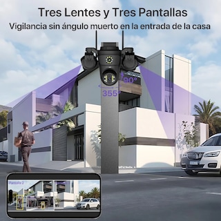 Foto 3 | Foto 3 | Cámara De Seguridad Wifi Exterior 360° Lab.g Tres Lentes Alarma Negro