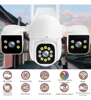 Foto 2 | Foto 2 | Cámaras De Seguridad Wifi 360° Belug Con Tres Lentes Pantalla Blanca