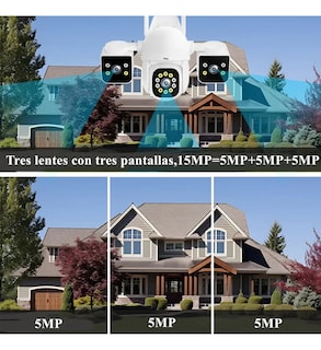 Foto 3 | Foto 3 | Cámaras De Seguridad Wifi 360° Belug Con Tres Lentes Pantalla Blanca