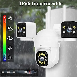 Foto 5 | Foto 5 | Cámaras De Seguridad Wifi 360° Belug Con Tres Lentes Pantalla Blanca