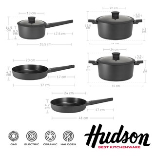 Foto 3 | Foto 3 | Batería Hudson Ollas Sartenes Antiadherentes Set Utensilios Tabla Y Cuchillo Chef 19 Pzs