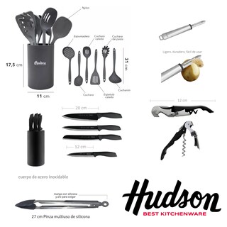 Foto 4 | Foto 4 | Batería Hudson Ollas Sartenes Antiadherentes Set Utensilios Tabla Y Cuchillo Chef 19 Pzs