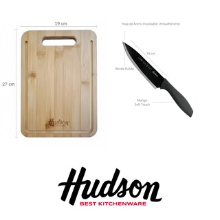 Foto 5 | Foto 5 | Batería Hudson Ollas Sartenes Antiadherentes Set Utensilios Tabla Y Cuchillo Chef 19 Pzs