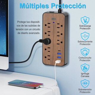 Foto 3 | Foto 3 | Multicontacto De 8 Tomas Con Usb 1.2m Eo Safe Imports Esi-23333 Cafe