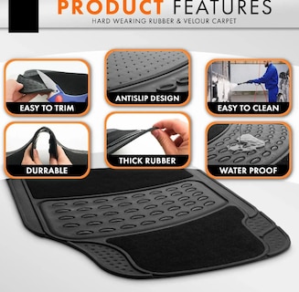 Foto 4 | Foto 4 | Tapetes Para Auto Xtellar Antiderrapantes Universales De Goma Negro