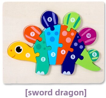 Foto 2 | Foto 2 | Juego De Rompecabezas De Dinosaurios 3d De Madera Con Forma De Animal De Tráfico Multicolor - Venta Internacional.