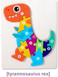 Foto 4 | Foto 4 | Juego De Rompecabezas De Dinosaurios 3d De Madera Con Forma De Animal De Tráfico Multicolor - Venta Internacional.