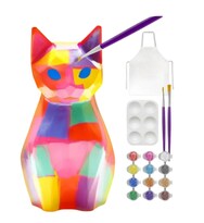 Lámpara Gato Diy Xtellar Pintable Con Luz Led Para Niños