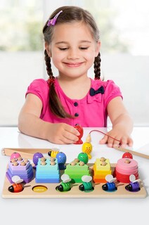 Foto 3 | Foto 3 | Juguete Montessori 3 en 1 de Madera Multicolor para Pescar Atrapar Abejas y Apilar - Venta Internacional