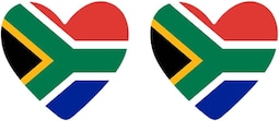 Juego de 108 Pegatinas PVC Bandera Sudáfrica en Formas Corazón, Redondas y Rectangulares - Venta Internacional