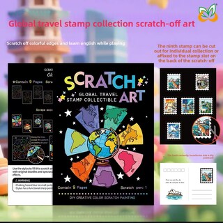 Foto 4 | Foto 4 | Set De Arte Creative Travel Scratch Con Colorido Libro De Arte Para Niños - Venta Internacional.