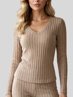 Foto 5 | Foto 5 | Conjunto Blusa Manga Larga y Pants Conj-0116 Beige