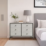 Liquidación: Elegante Cómoda De 6 Cajones Estructura Metal Gris/negro