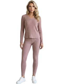 Foto 1 | Foto 1 | Conjunto 2 Piezas Blusa Manga Larga y Pants Coral para Mujer