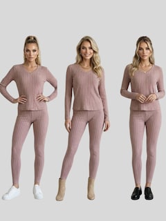 Foto 7 | Foto 7 | Conjunto 2 Piezas Blusa Manga Larga y Pants Coral para Mujer