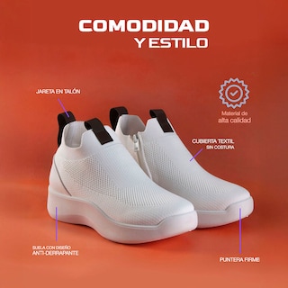 Foto 4 | Foto 4 | Tenis Comfy Step Unisex Blanco Antiderrapantes Con Amortiguación Diseño Ergonómico Y Material Transpirable