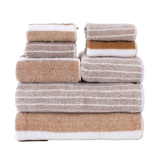 Foto 1 | Foto 1 | Juego Lab.g De Toallas De Baño Con Rayas Bicolores De Forro Polar Marrón