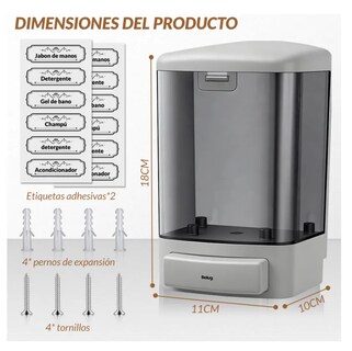 Foto 3 | Foto 3 | Dosificador Belug De Jabón Recargable 1000 Ml Gris Oscuro