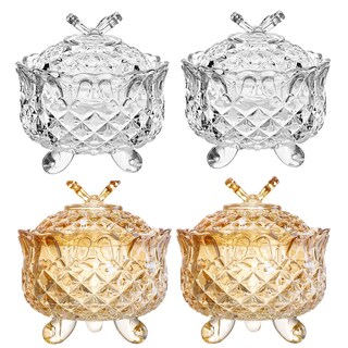 Foto 1 | Foto 1 | Juego De Platos Para Caramelos Cedilis Crystal Glass 270 Ml Con Tapa Paquete De 4 - Venta Internacional.