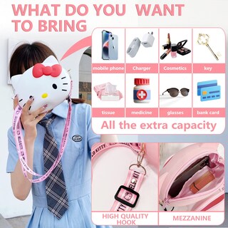 Foto 2 | Foto 2 | Bolso De Hombro Ajztrc Kawaii Kitty Lindo Animal De Dibujos Animados Niña - Venta Internacional.