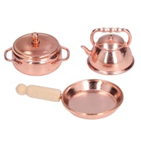 Juego De Cocina Dollhouse Agatige A Escala 1:12 Con Ollas De Bronce - Venta Internacional.