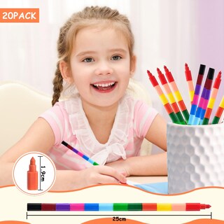 Foto 6 | Foto 6 | Paquete De 20 Crayones Apilables Kindpack De 12 Colores Arcoíris Para Diy - Venta Internacional.