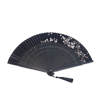 Abanico Plegable De Seda Con Varillas De Bambú Chino - Venta Internacional.