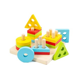 Foto 1 | Foto 1 | Juguetes De Madera Para Clasificar Y Apilar Para Niños Pequeños Shape Color Rec - Venta Internacional.