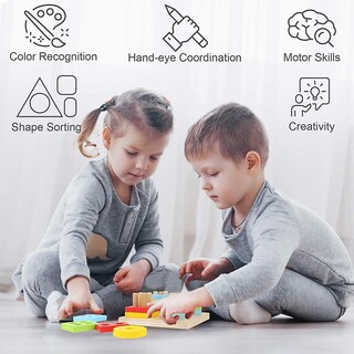 Foto 5 | Foto 5 | Juguetes De Madera Para Clasificar Y Apilar Para Niños Pequeños Shape Color Rec - Venta Internacional.