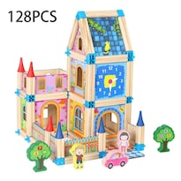 Bloques De Construcción Castillo De Madera Montaje Diy 128/268 Piezas - Venta Internacional.