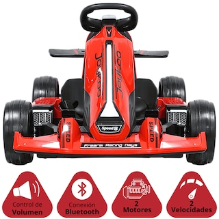 Foto 3 | Foto 3 | Montable Eléctrico Go Kart Para Niños Con Largo Ajustable Control Remoto Batería 12v Luces Sonido Bluetooth Hasta 80kg Rojo
