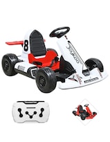 Montable Eléctrico Go Kart Para Niños Con Largo Ajustable Control Remoto Batería 12v Luces Sonido Bluetooth Hasta 80kg Blanco