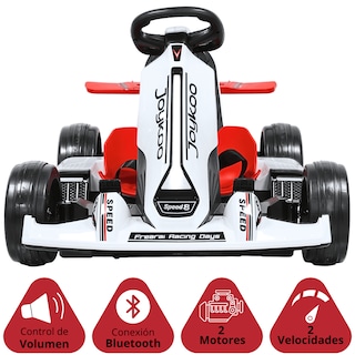 Foto 3 | Foto 3 | Montable Eléctrico Go Kart Para Niños Con Largo Ajustable Control Remoto Batería 12v Luces Sonido Bluetooth Hasta 80kg Blanco