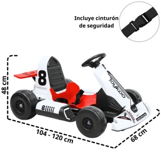 Foto 4 | Foto 4 | Montable Eléctrico Go Kart Para Niños Con Largo Ajustable Control Remoto Batería 12v Luces Sonido Bluetooth Hasta 80kg Blanco