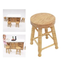 Taburete De Comedor Dollhouse 1:12 Con Decoración De Madera En Miniatura - Venta Internacional.
