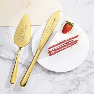 Foto 2 | Foto 2 | Juego Personalizado Para Cortar Pastel Aw Bridal En Oro Para Boda - Venta Internacional.