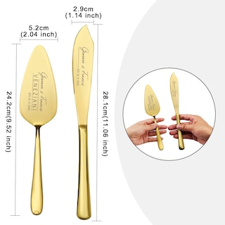 Foto 5 | Foto 5 | Juego Personalizado Para Cortar Pastel Aw Bridal En Oro Para Boda - Venta Internacional.