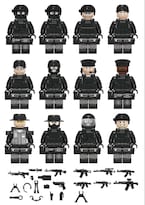 Juego De Minifiguras Swat Negras De Building Block Accessories 8 Piezas - Venta Internacional.