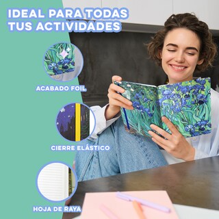 Foto 6 | Foto 6 | Libreta Premium De Pasta Dura Con Efecto Metalizado – Lirios De Vincent Van Gogh