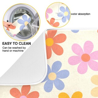 Foto 2 | Foto 2 | Alfombrilla Para Secar Platos Wamika Groovy Con Flores Margarita De Microfibra - Venta Internacional.