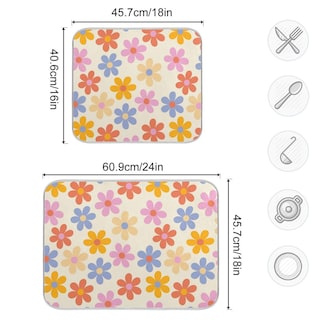 Foto 3 | Foto 3 | Alfombrilla Para Secar Platos Wamika Groovy Con Flores Margarita De Microfibra - Venta Internacional.