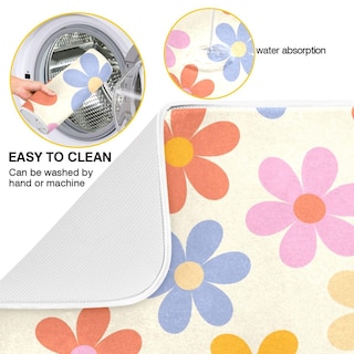 Foto 2 | Foto 2 | Tapete Para Secar Platos Wamika Groovy Con Flores Margarita De Microfibra - Venta Internacional.