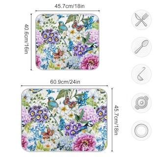 Foto 3 | Foto 3 | Tapete Para Secar Platos Wamika Con Aves Florales De Microfibra 40x45 Cm - Venta Internacional.