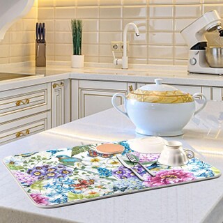 Foto 6 | Foto 6 | Tapete Para Secar Platos Wamika Con Aves Florales De Microfibra 40x45 Cm - Venta Internacional.
