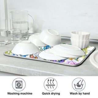 Foto 7 | Foto 7 | Tapete Para Secar Platos Wamika Con Aves Florales De Microfibra 40x45 Cm - Venta Internacional.