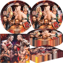 Party Supplies Miuxe Wrestling Birthday 40 Unidades Con 20 Platos Y 20 Servilletas - Venta Internacional.