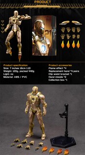 Foto 7 | Foto 7 | Figura De Acción Huhand Ironman Mark21 De 18 Cm Con Accesorios 1/10 - Venta Internacional.
