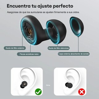Foto 4 | Foto 4 | Tapones Para Oídos Belug Silicona Reducción De Ruido Negro