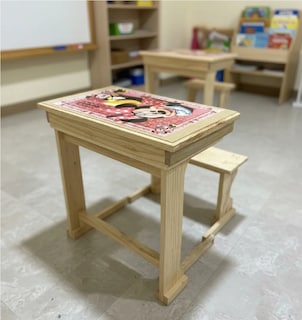 Foto 1 | Foto 1 | Pupitre Natural Infantil Niña Mesa Banco De Madera Niña